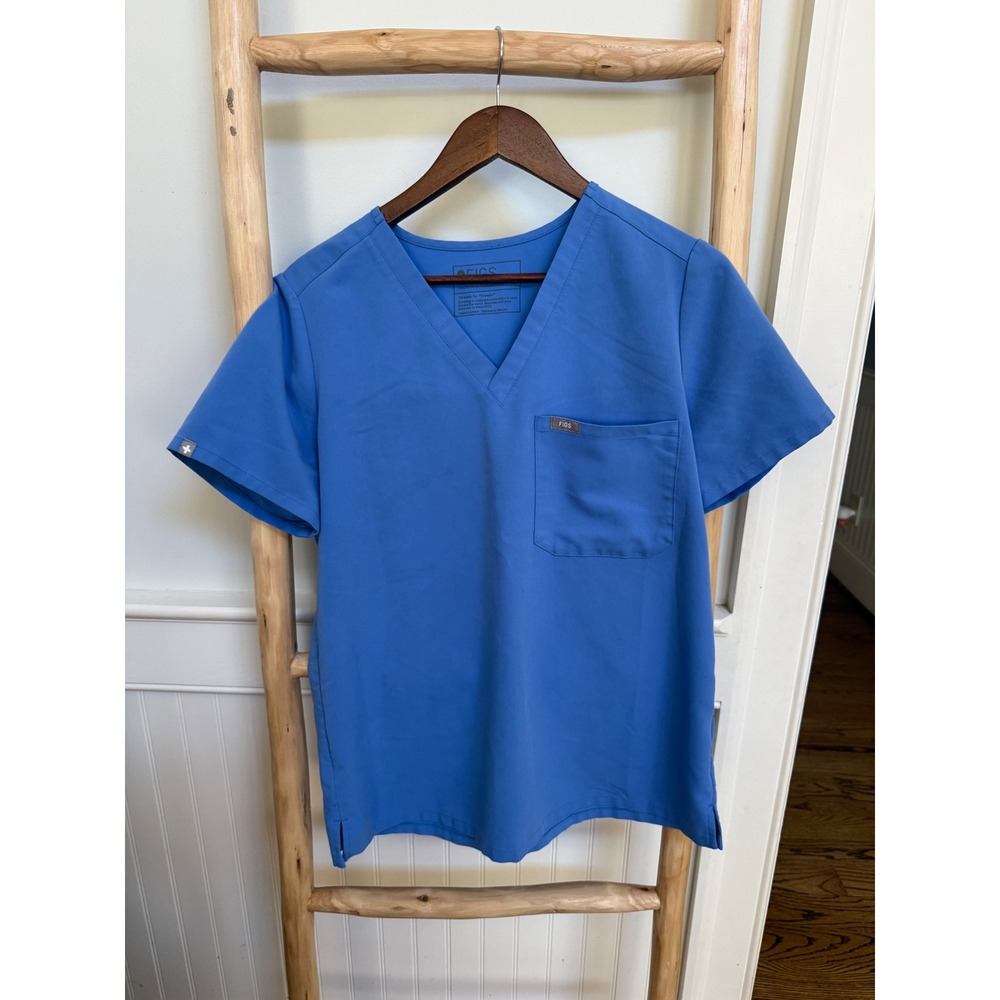 FIGS Technical Collection Womens Scrub Set Blue V-Neck Top Medium Jogger Pants S - Picture 3 of 11